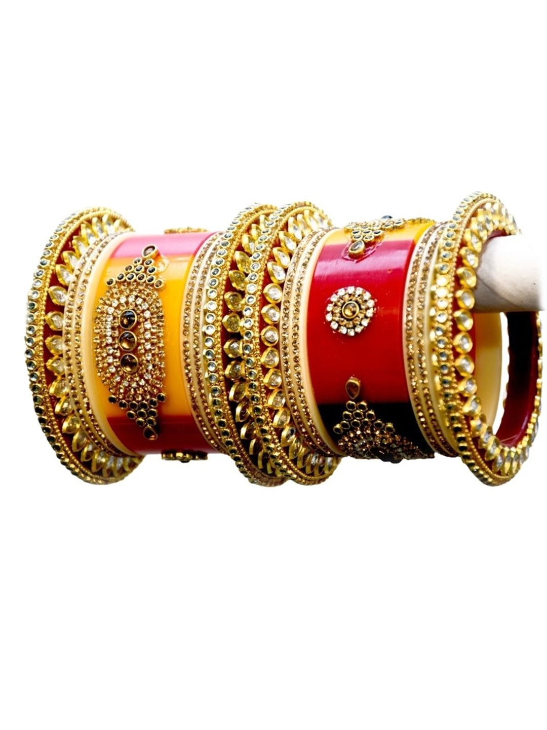 

Zindura Set Of 2 Gold-Plated Stones-Studded Bnagles