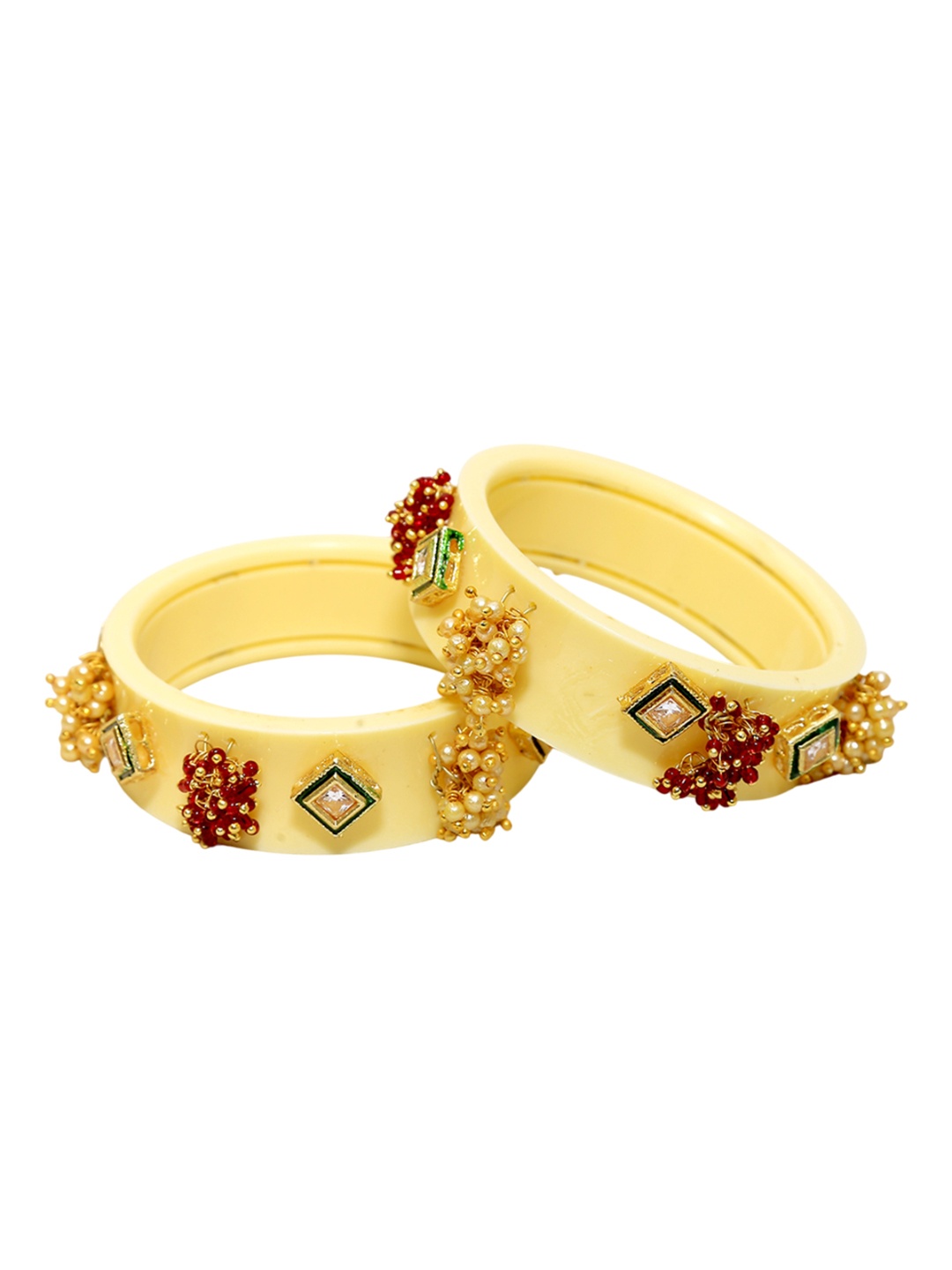 

Zindura Pack Of 2 Gold Plated Pearls Studded & Beaded Bangles