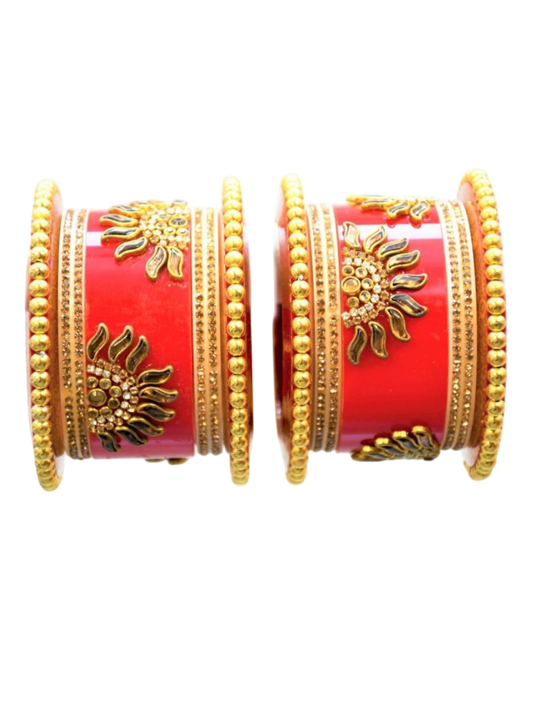 

Zindura Pack Of 2 Gold-Plated CZ Studded Chudas Bangles