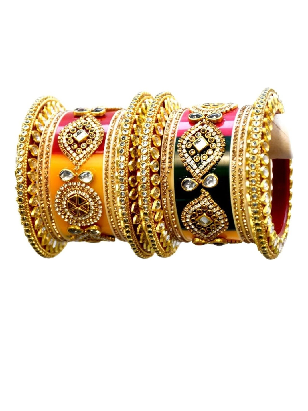 

Zindura Set Of 2 Gold-Plated Stone Studded Chuda Bangles