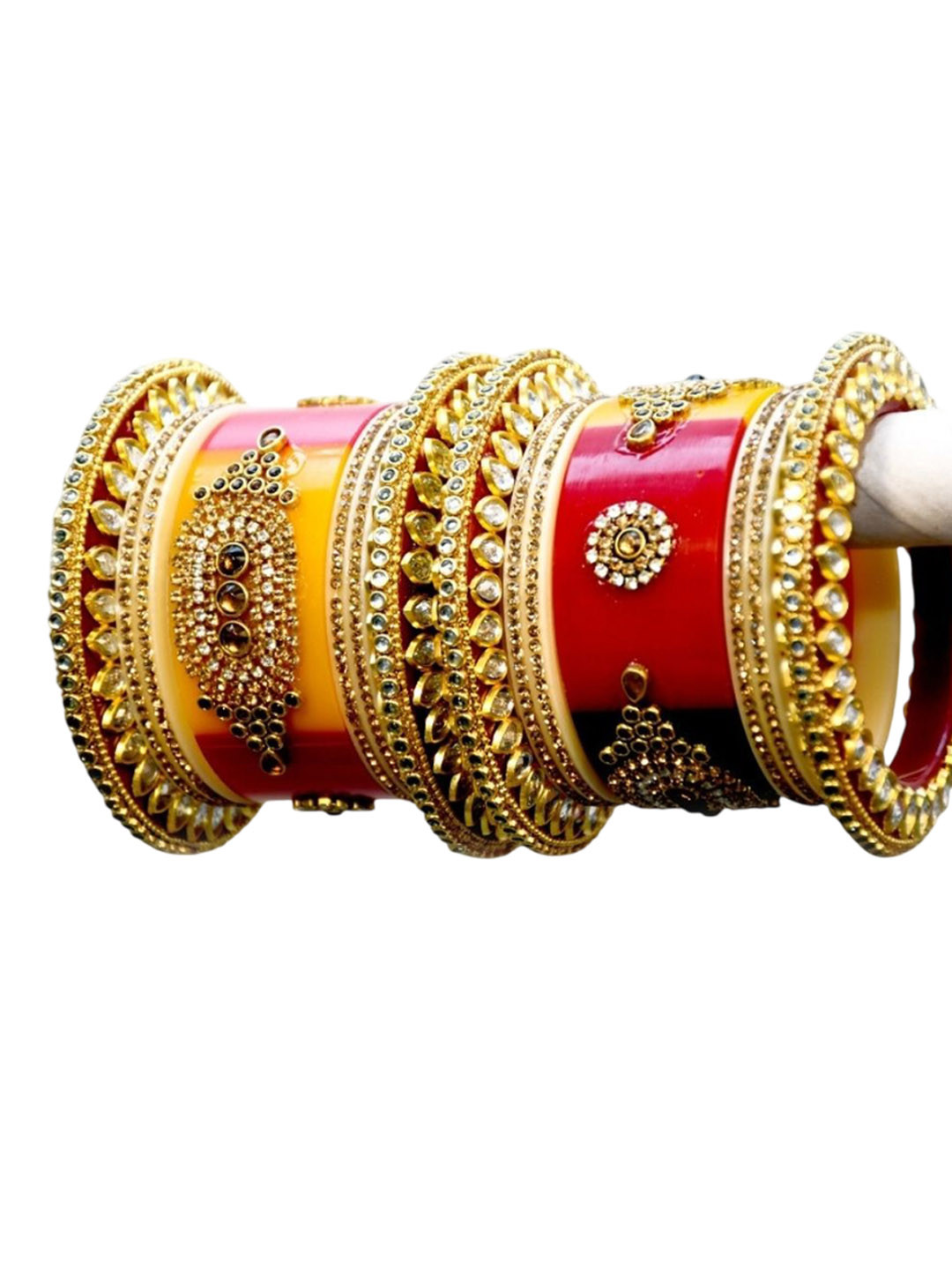 

Zindura Set Of 2 Gold-Plated Stone Studded Chuda Bangles