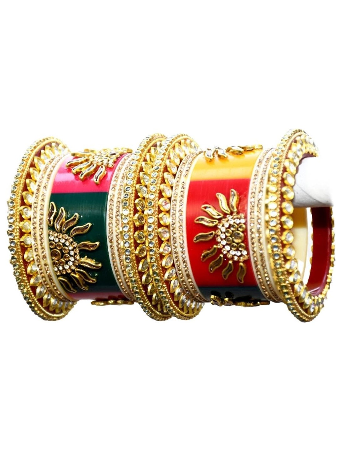 

Zindura Set Of 2 Gold-Plated Stones-Studded Chuda Bangles