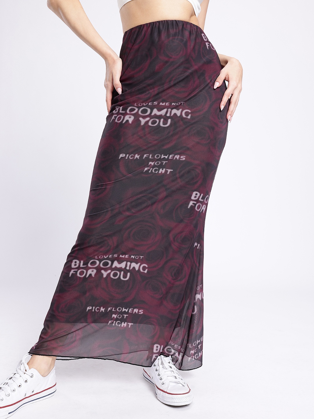 

glitchez Flowy Fierce Floral Maxi Pencil Skirt, Black