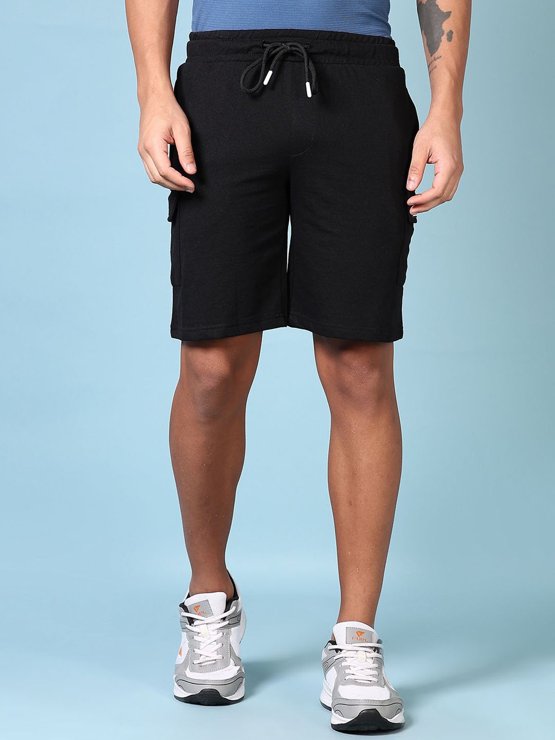 

V-Mart Men Mid-Rise Cotton Shorts, Black