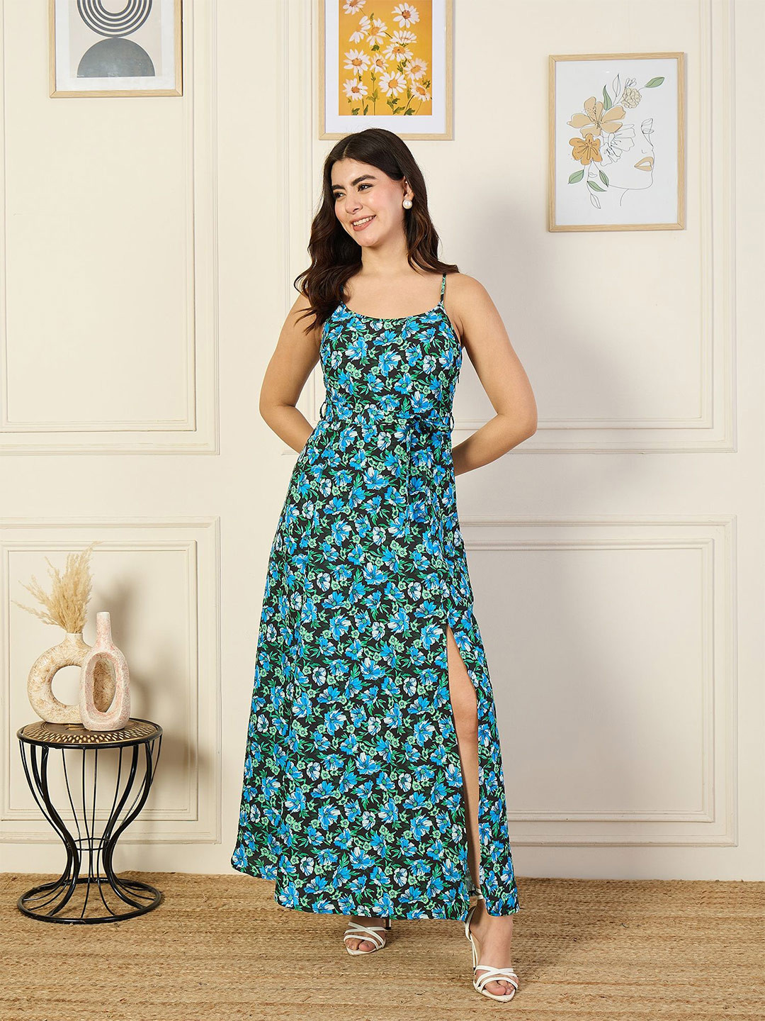 

Rue Collection Floral Printed Maxi Dress, Blue