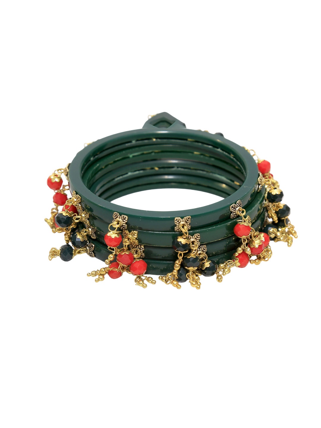 

Zindura Set Of 4 Gold Plated Beaded Bangles