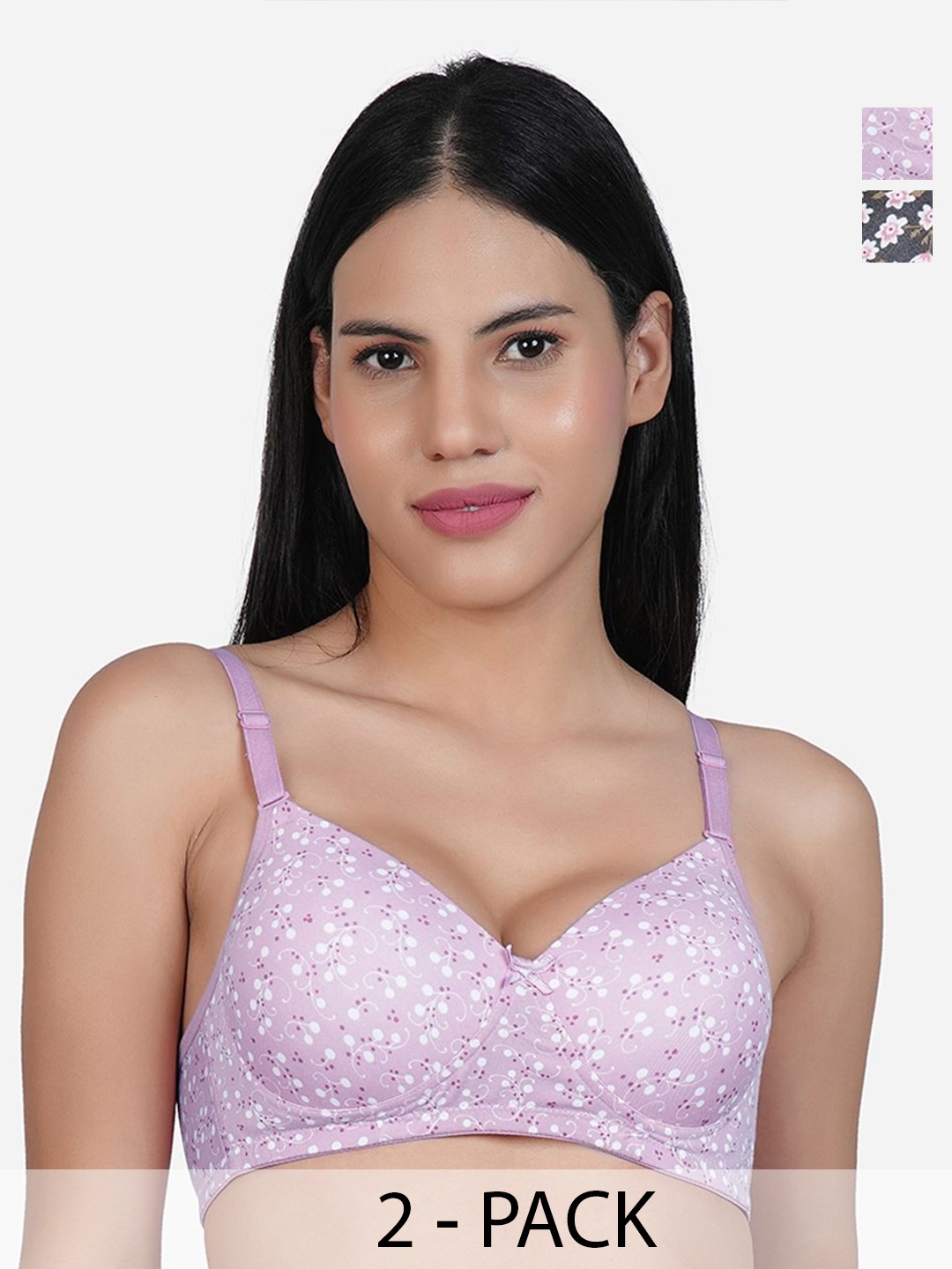 

SHYAM SONS FLAIR Women Pack Of 2 Full Coverage Lightly Padded T-shirt Bra, Purple