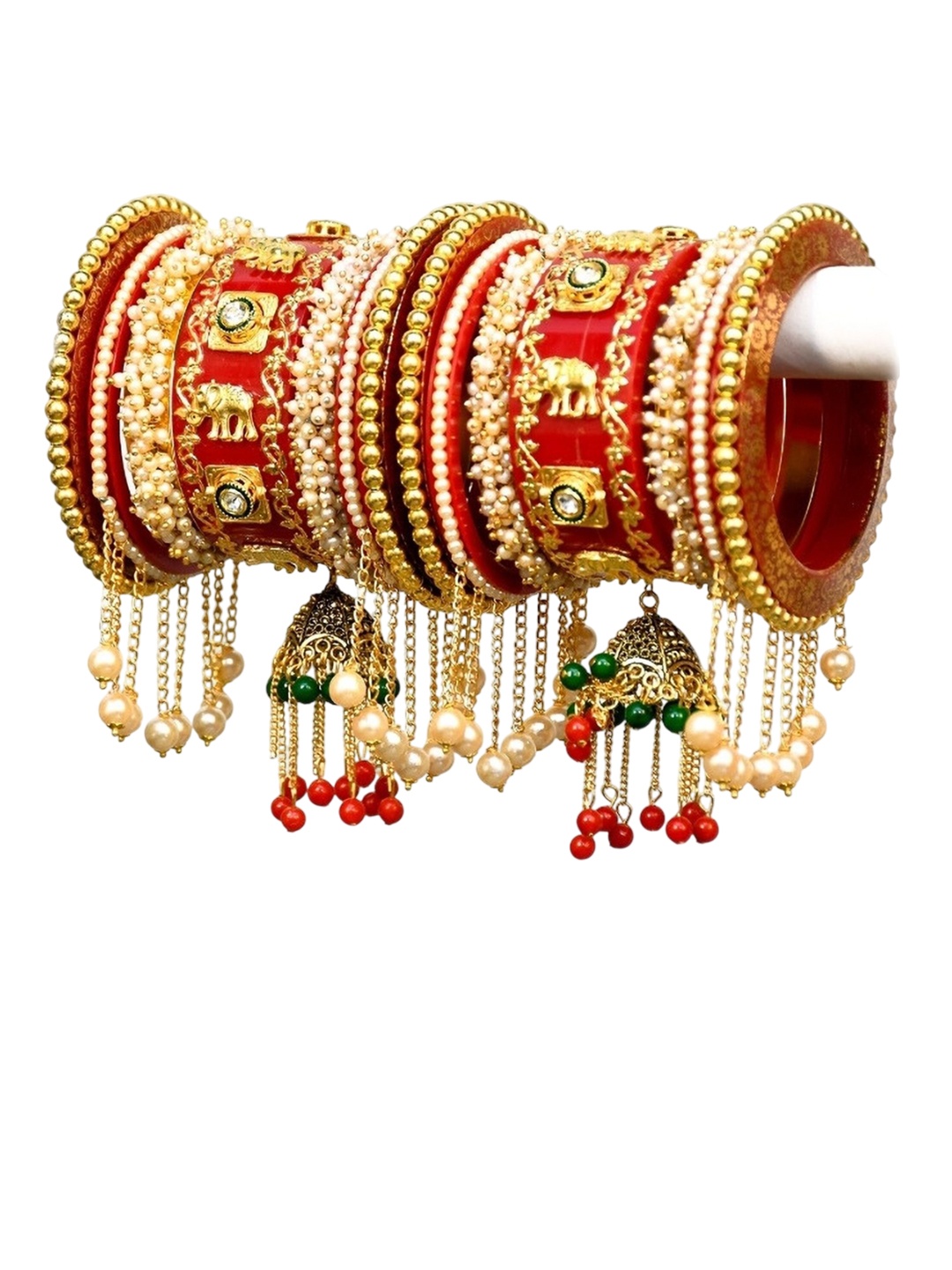 

Zindura Pack Of 2 Gold-Plated Pearls Studded Chuda Bangles