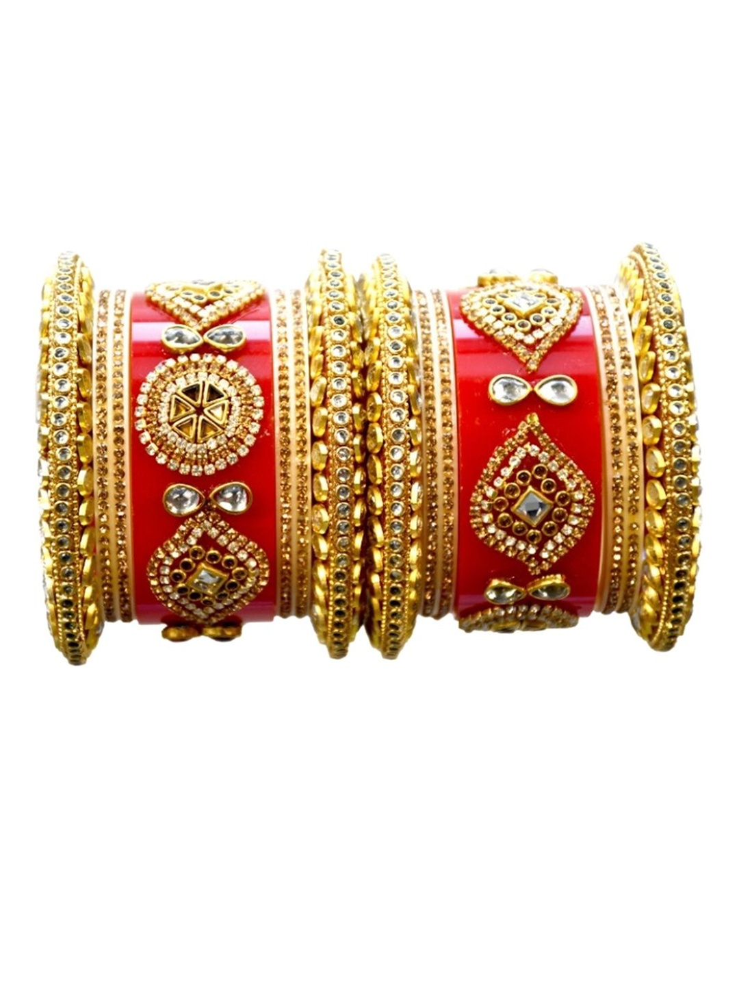 

Zindura Set Of 2 Gold-Plated Stone Studded Chuda Bangles