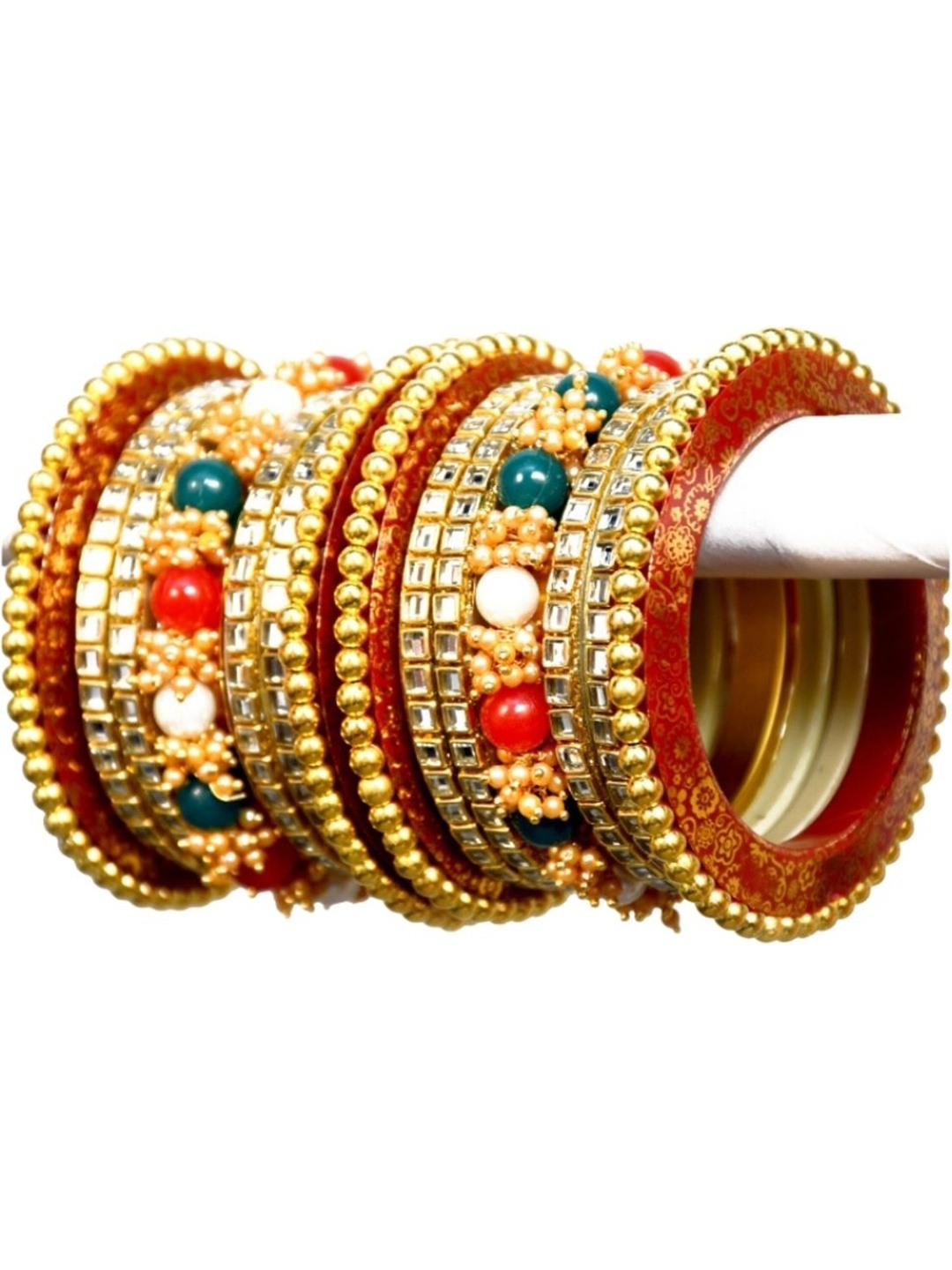 

Zindura Set Of 2 Gold-Plated Cubic Zirconia Studded Chudas Bangles