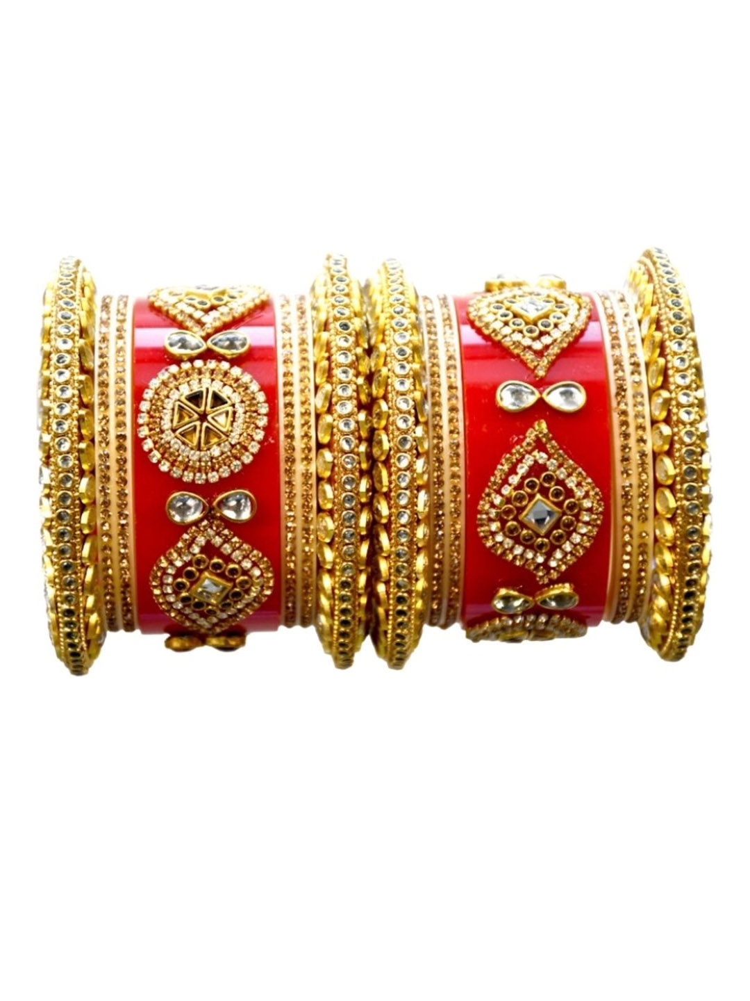 

Zindura Set Of 2 Gold-Plated Stones-Studded Chuda Bangles