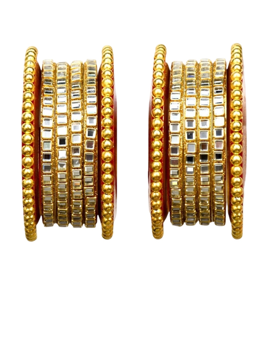 

Zindura Set Of 2 Gold-Plated Cubic Zirconia Studded Chuda Bangles