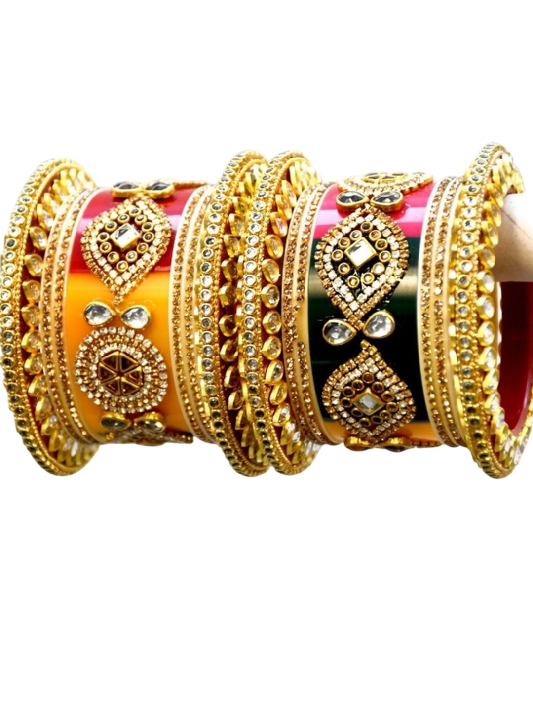 

Zindura Pack Of 6 Gold Plated Artificial Stone Studded Bangles