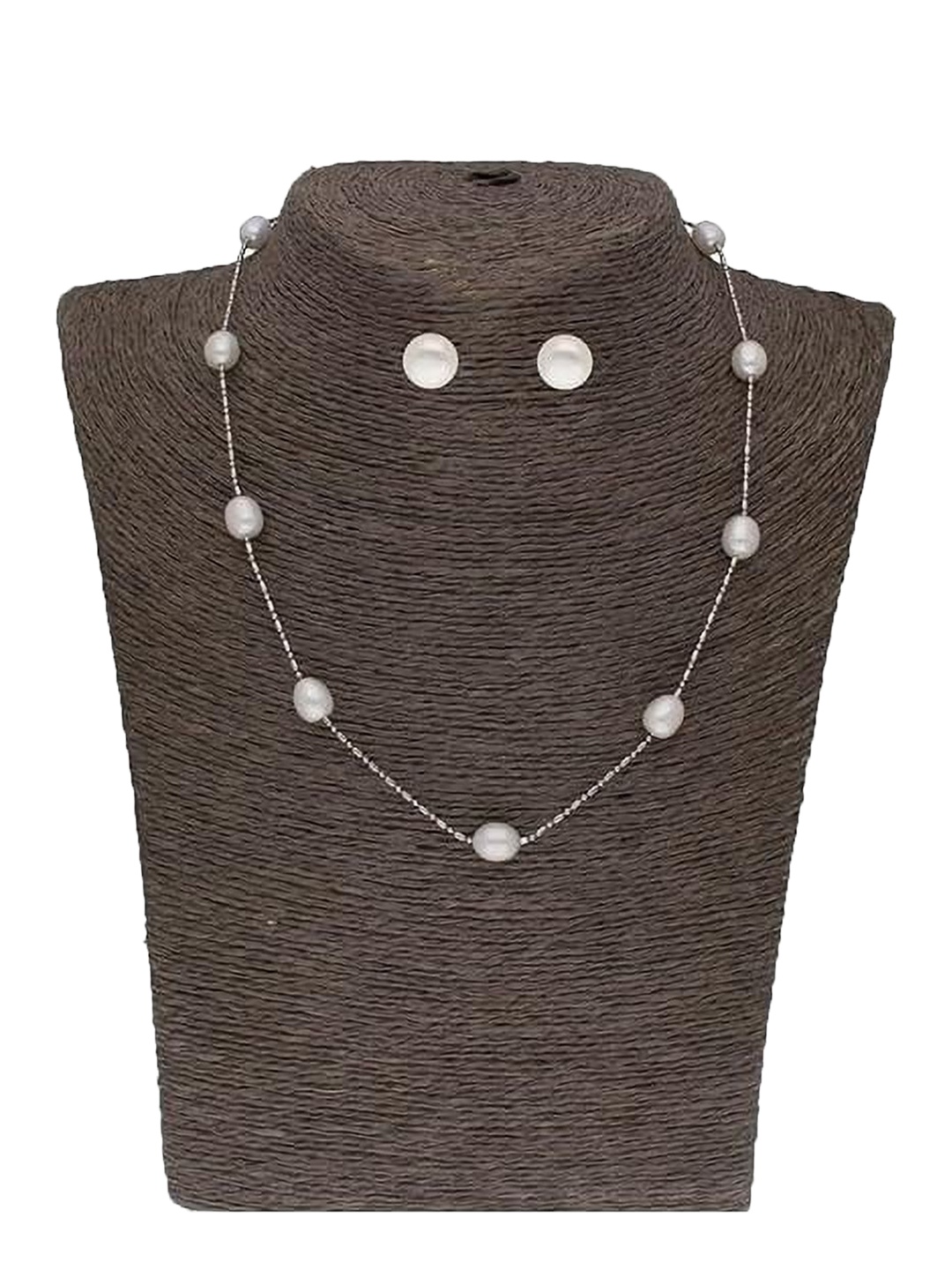 

Sri Jagdamba Pearls Dealer Gold-Plated Mother of Pearls Beaded Jewellery Set, Silver