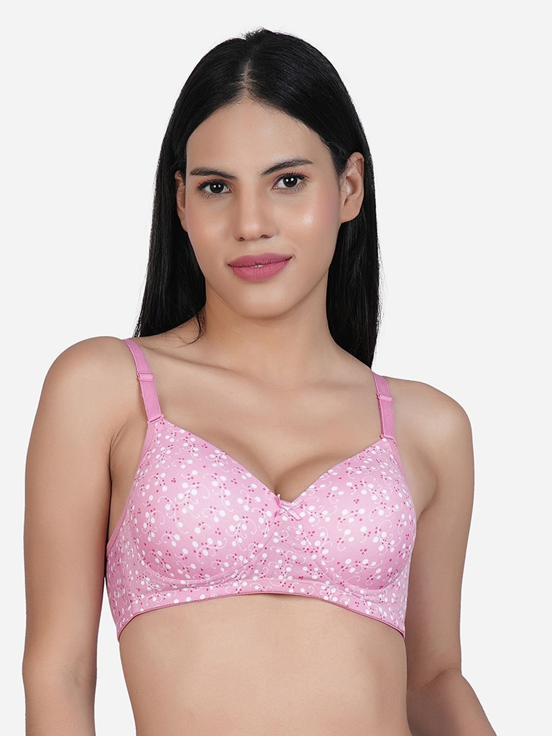 

SHYAM SONS FLAIR Women Floral Printed Full Coverage Lightly Padded T-shirt Bra, Pink