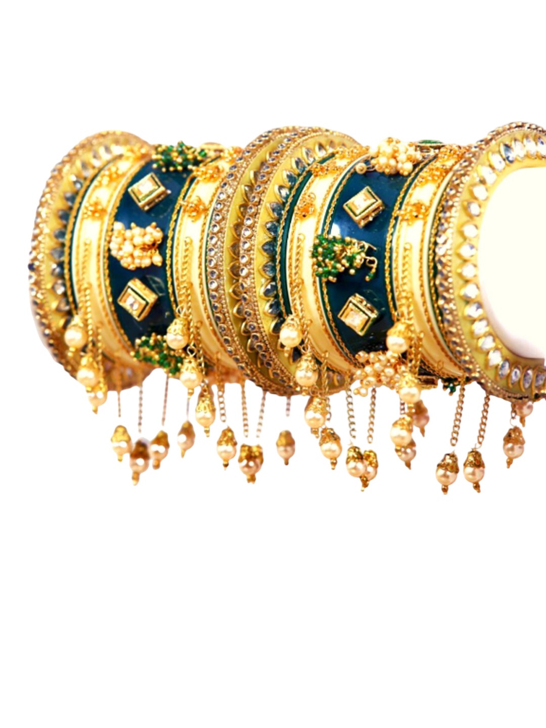 

Zindura Set Of 2 Gold Plated Crystal Studded Chudas Bangles