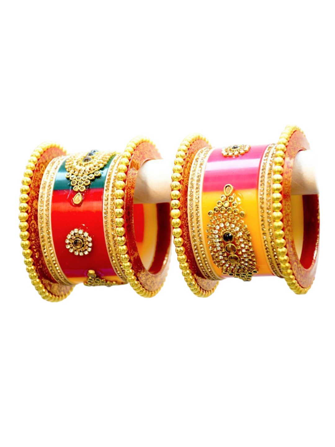 

Zindura Set Of 2 Gold Plated Crystal Studded Bangles