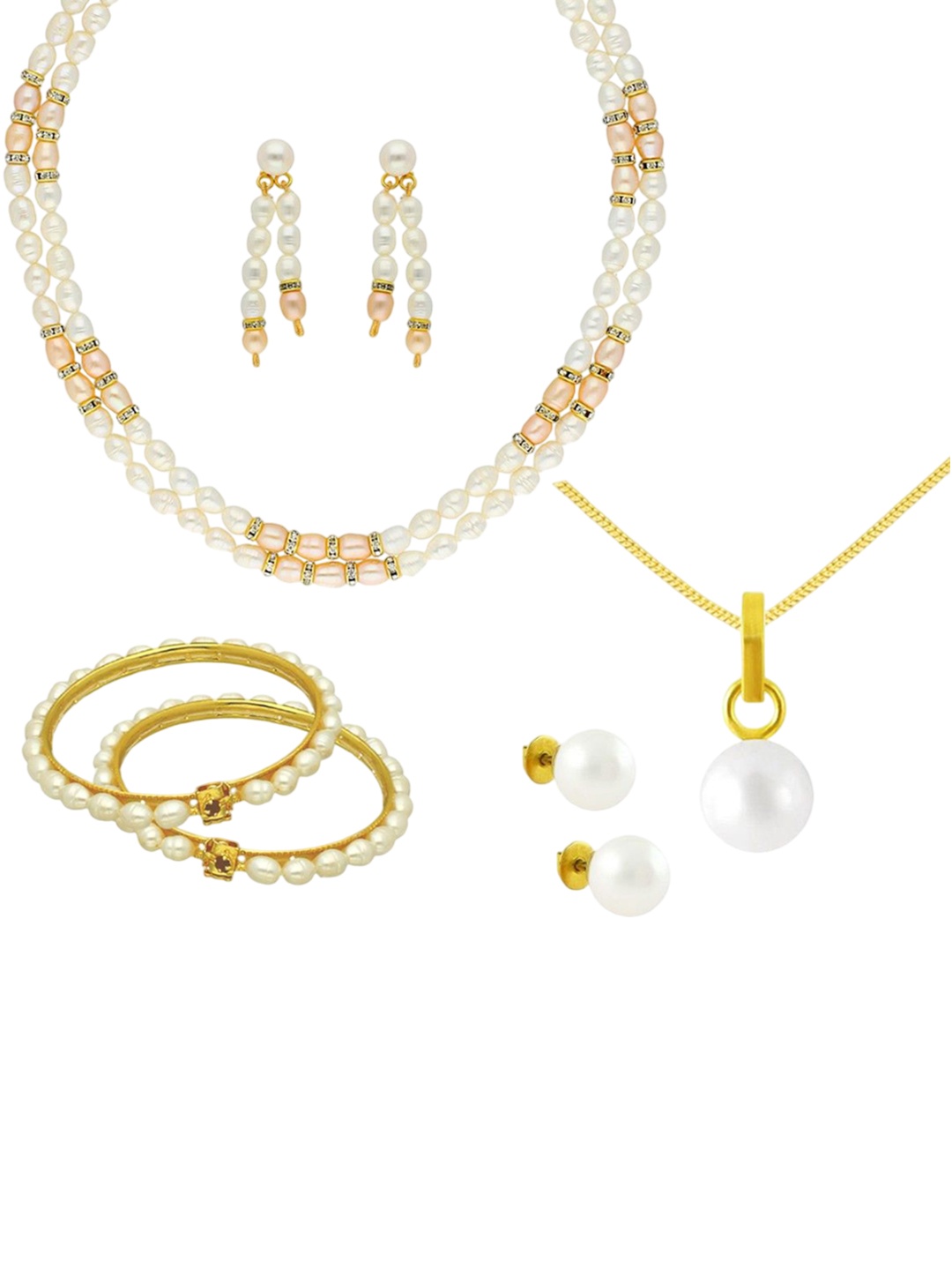 

Sri Jagdamba Pearls Dealer Gold-Plated Pearls Studded Jewellery Set