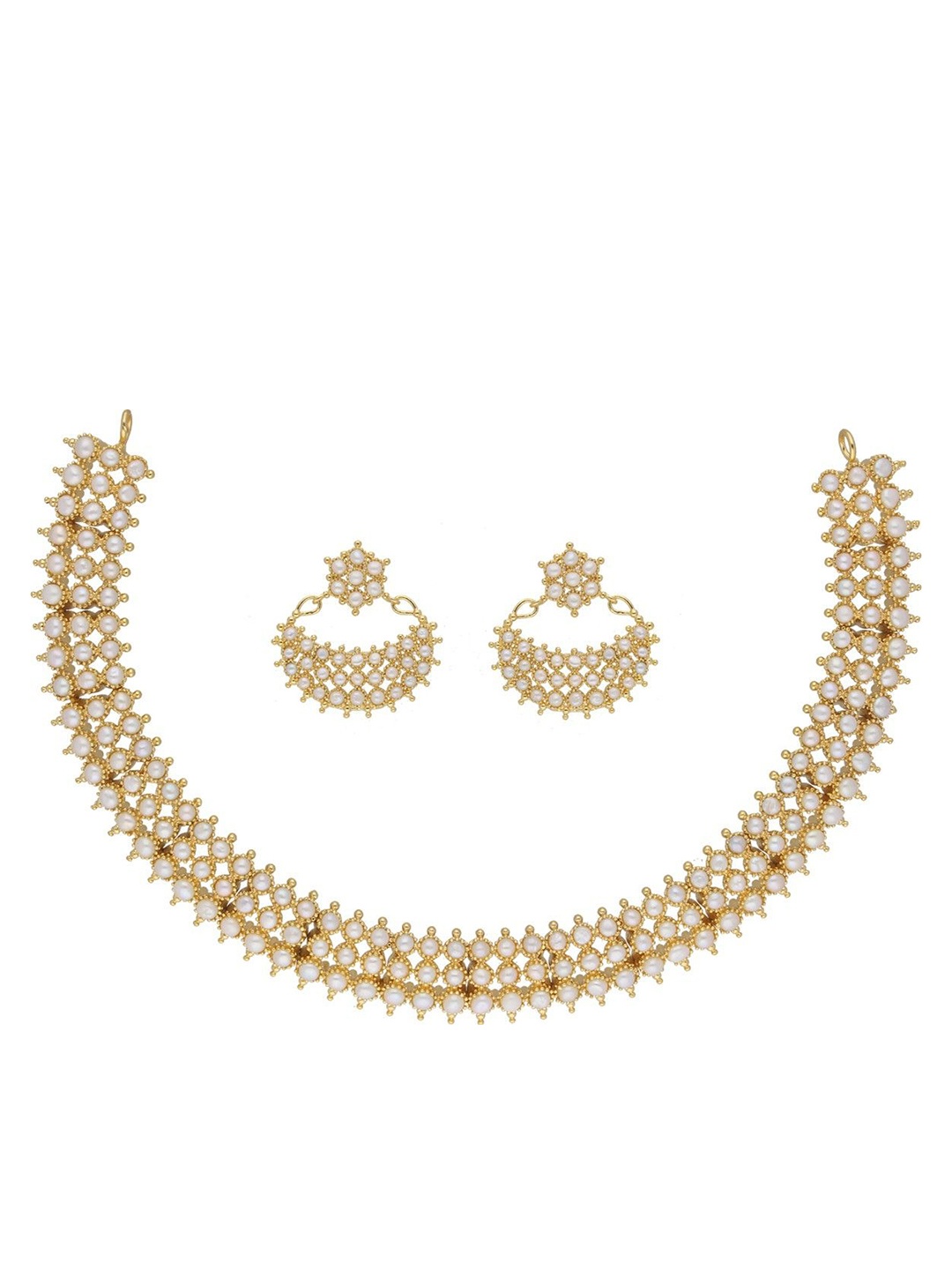 

Sri Jagdamba Pearls Dealer Gold-Plated Kundan Stone Studded & Beaded Jewellery Set