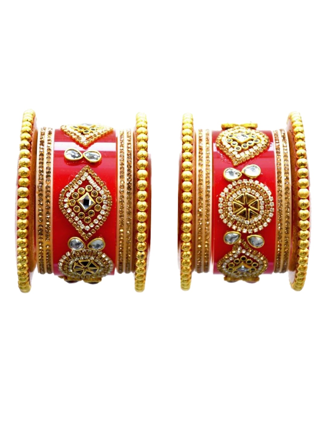 

Zindura Set Of 2 Gold-Plated Stone Studded Chudas Bangles