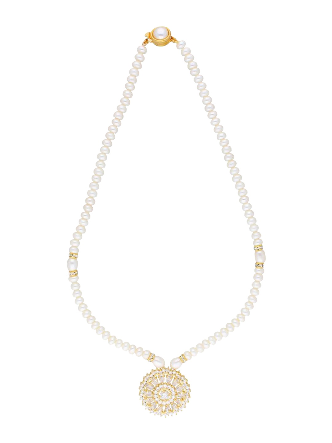 

Sri Jagdamba Pearls Dealer Gold Plated CZ Stone Studded Jewellery Set