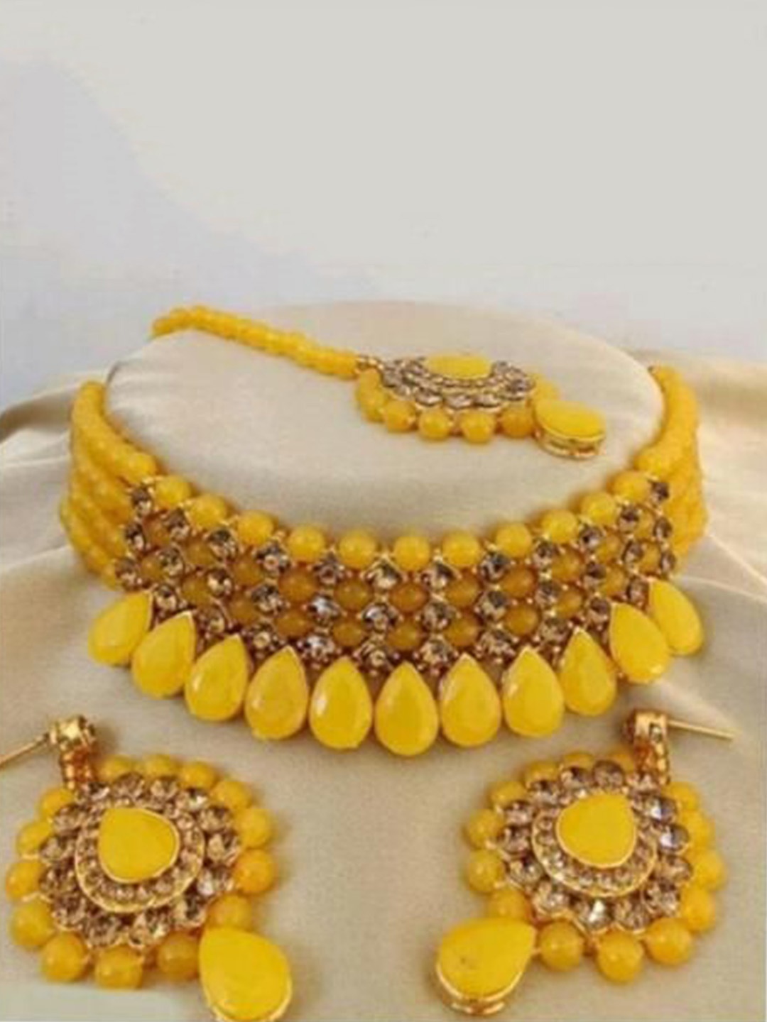 

JMBW INTERNATIONAL Set of 2 Gold-Plated Beaded Jewellery Set, Yellow
