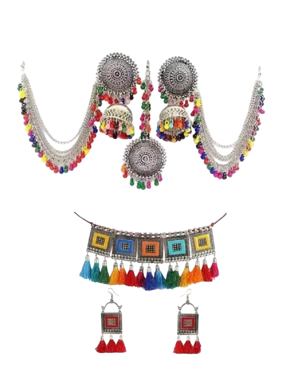 

JMBW INTERNATIONAL Silver-Plated Choker & Earrings