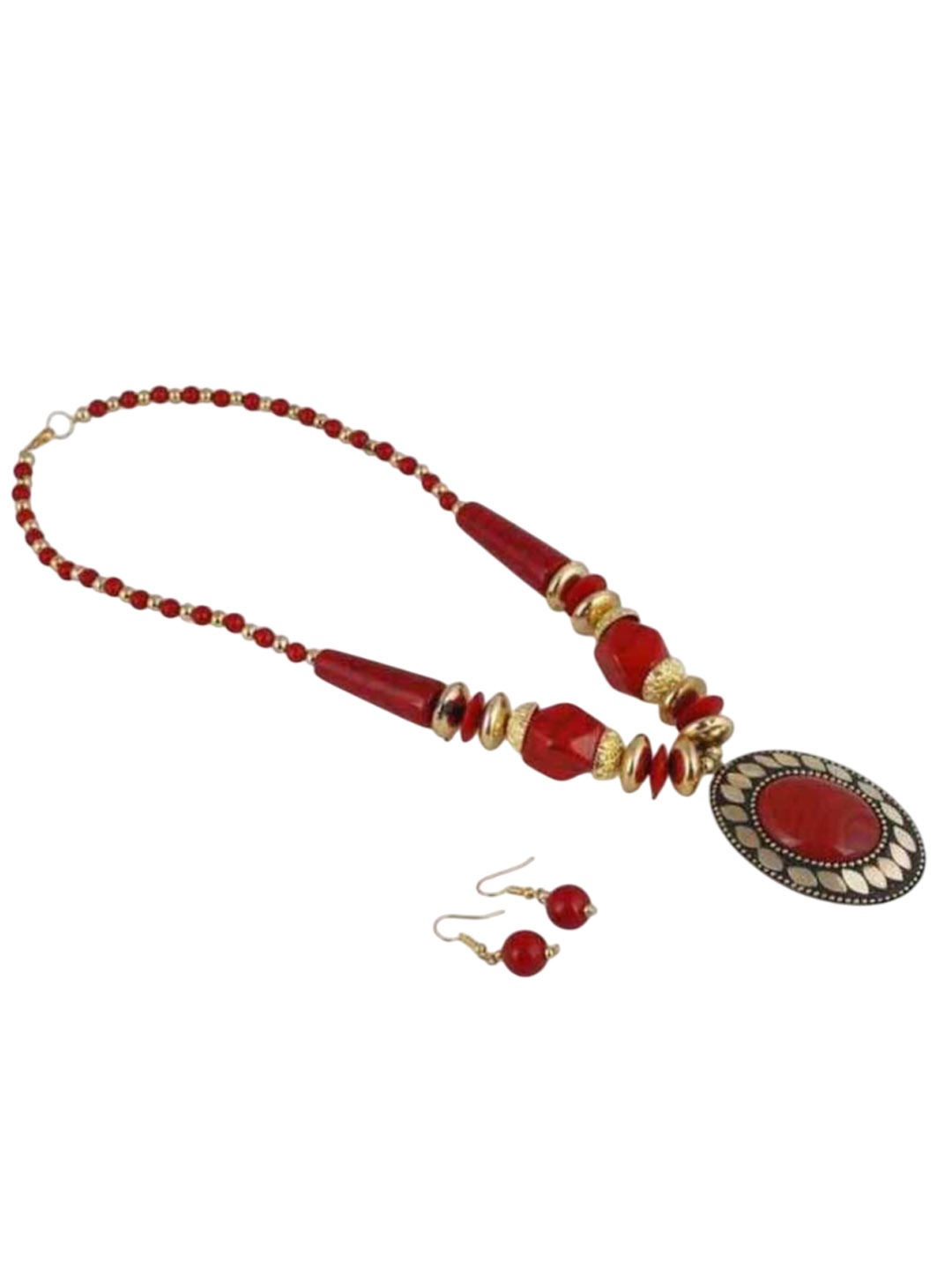 

JMBW INTERNATIONAL Pearls Studded Jewellery Set, Maroon