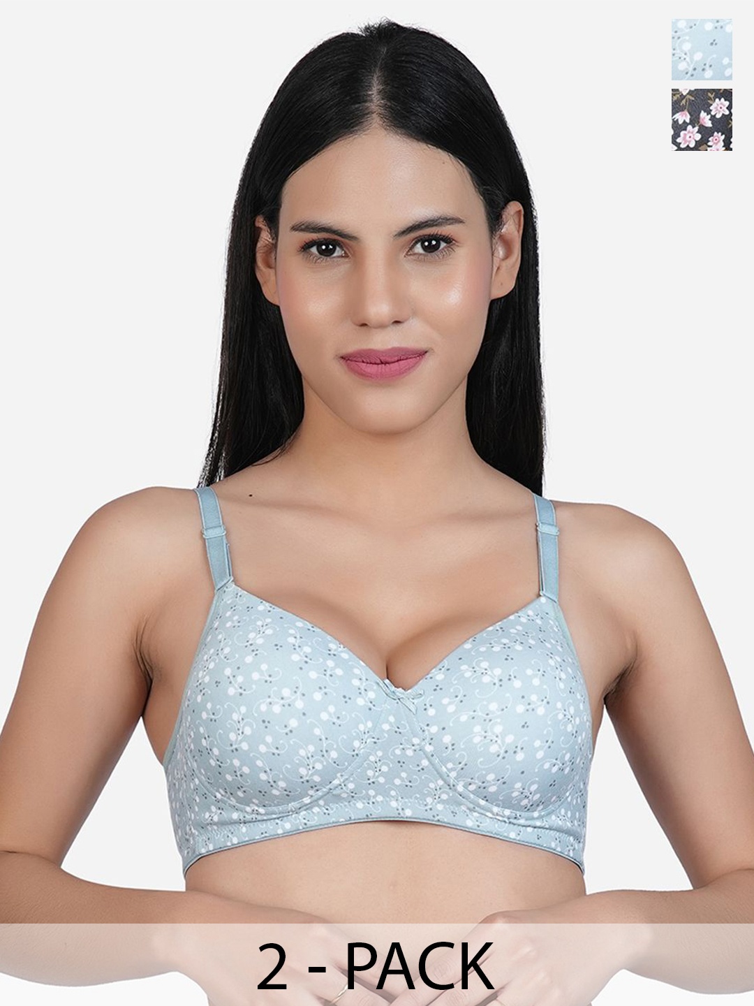 

SHYAM SONS FLAIR Women Pack Of 2 Full Coverage Lightly Padded Bra, Green