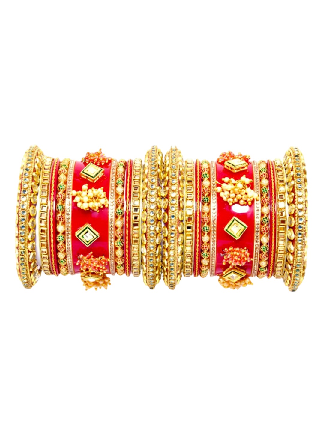 

Zindura Gold Plated Stones Studded & Beaded Chuda Bangles