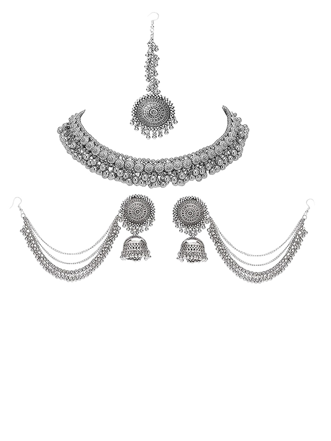 

JMBW INTERNATIONAL Beaded Jewellery Set, Silver