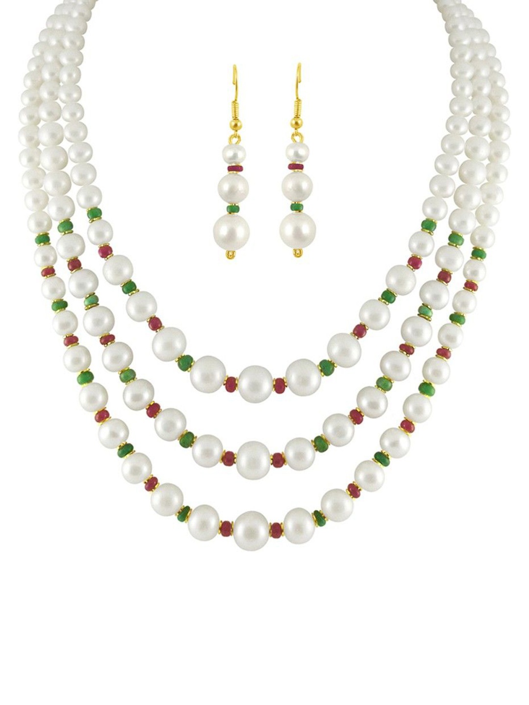 

Sri Jagdamba Pearls Dealer Gold-Plated Pearls Beaded Layered Jewellery Set
