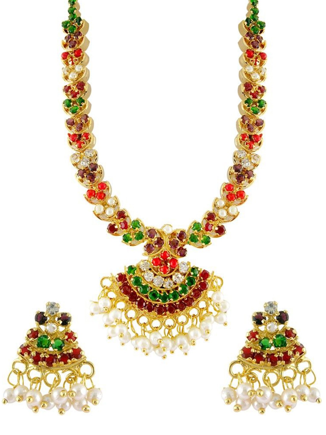 

Sri Jagdamba Pearls Dealer Gold Plated Pearl Studded & Beaded Jewellery Set