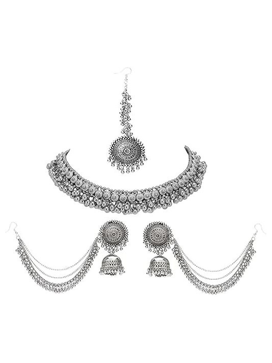 

JMBW INTERNATIONAL Oxidised Silver-Plated Artificial Beaded Jewellery Set