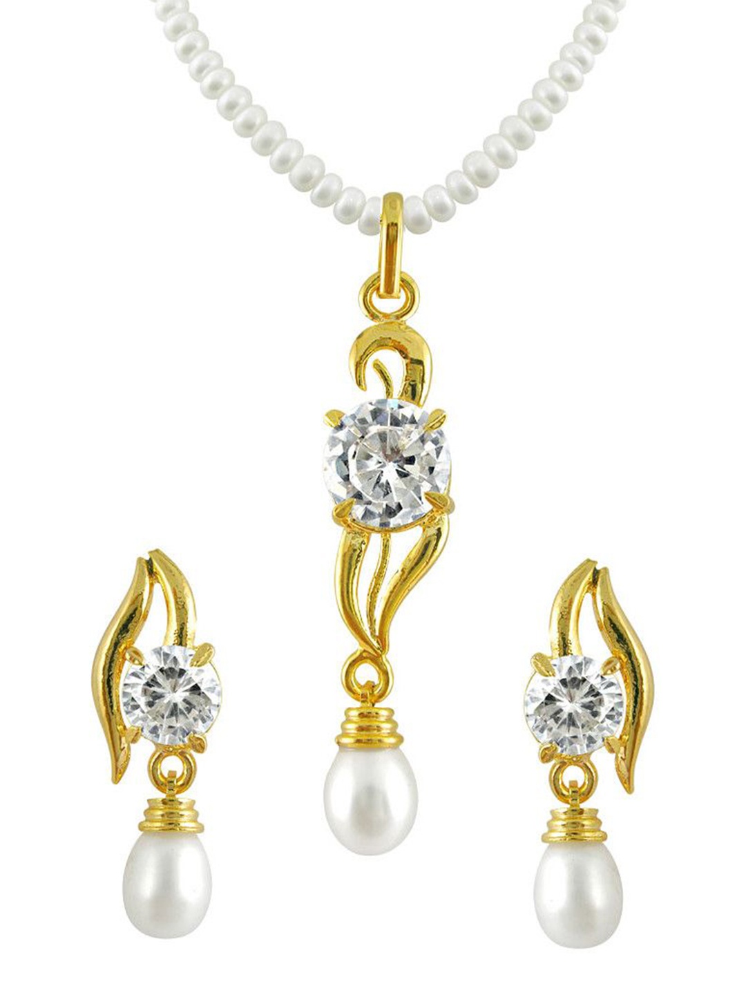 

Sri Jagdamba Pearls Dealer Gold-Plated Stones-Studded & Pearls-Beaded Jewellery Set