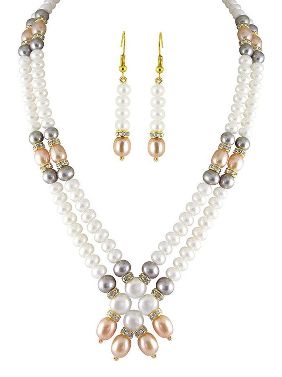 

Sri Jagdamba Pearls Dealer Gold-Plated Stones-Studded & Pearls-Beaded Jewellery Set