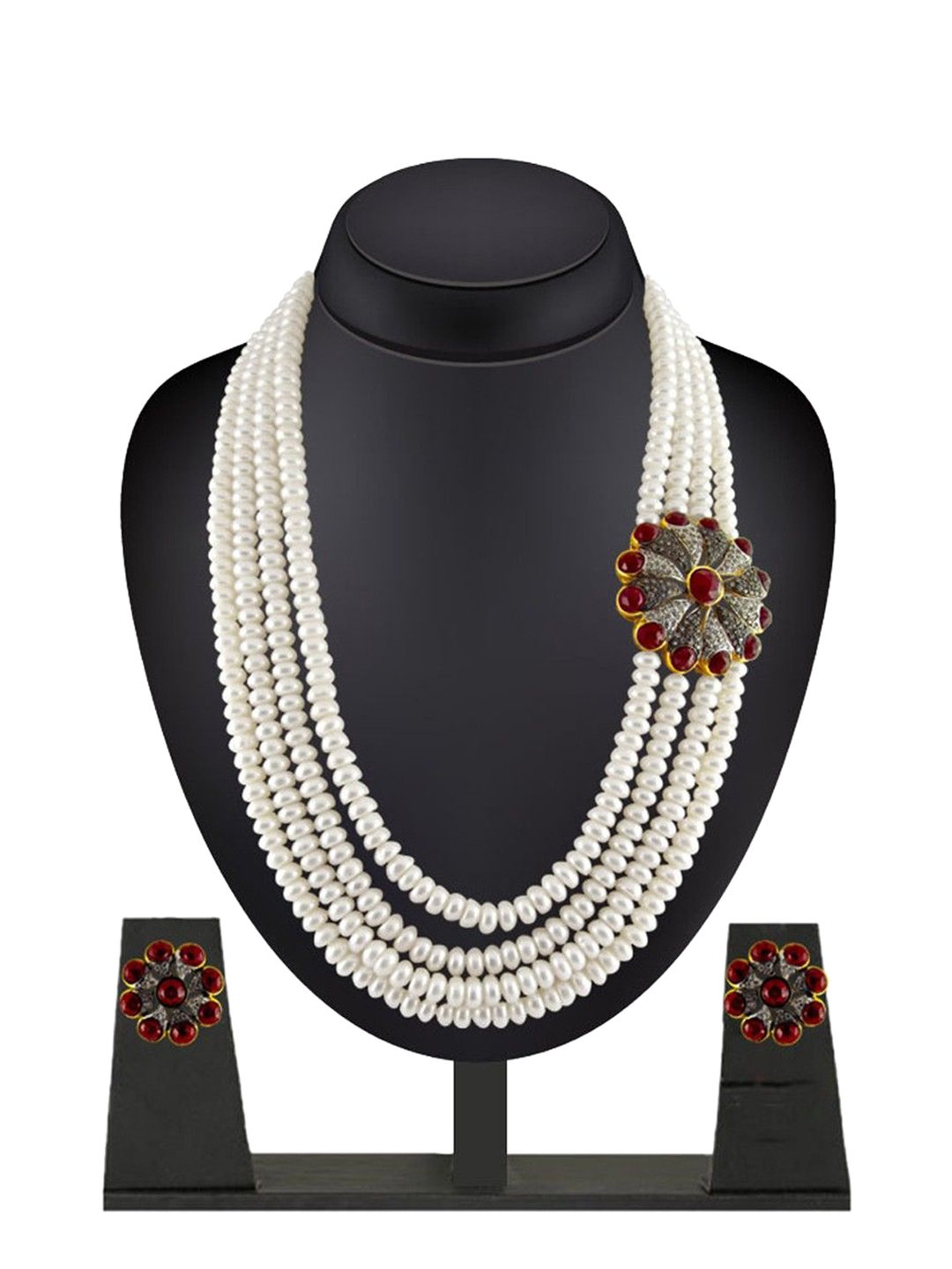 

Sri Jagdamba Pearls Dealer Gold-Plated Pearls-Beaded Jewellery Set