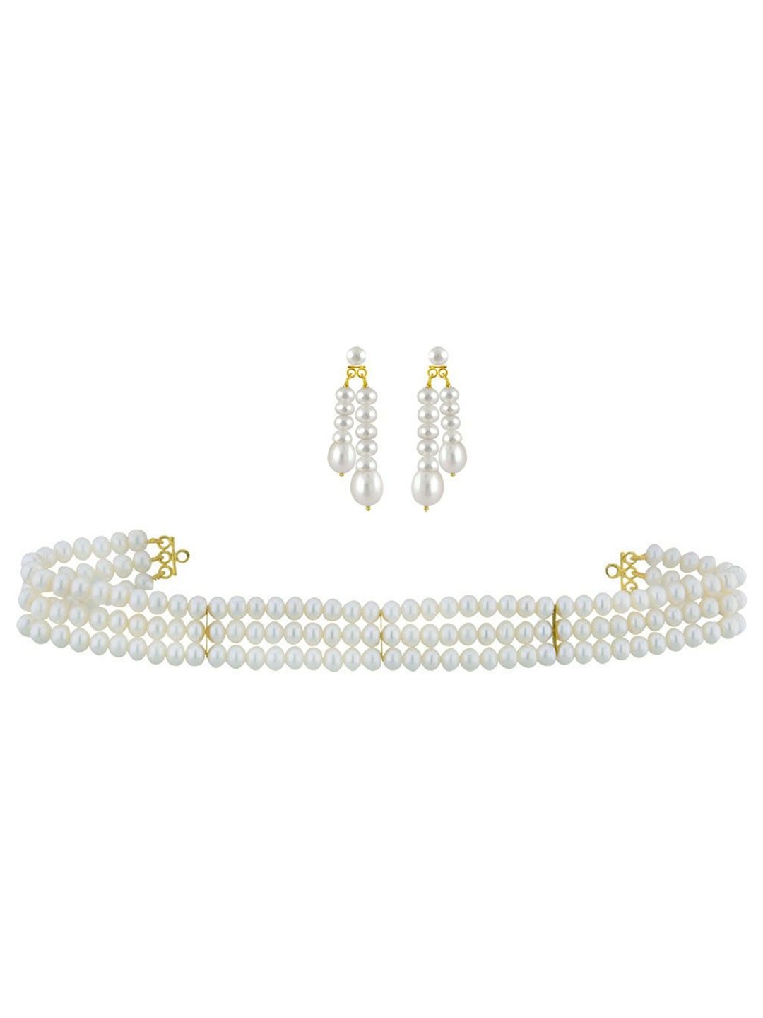 

Sri Jagdamba Pearls Dealer Gold-Plated Pearl-Studded Jewellery Set