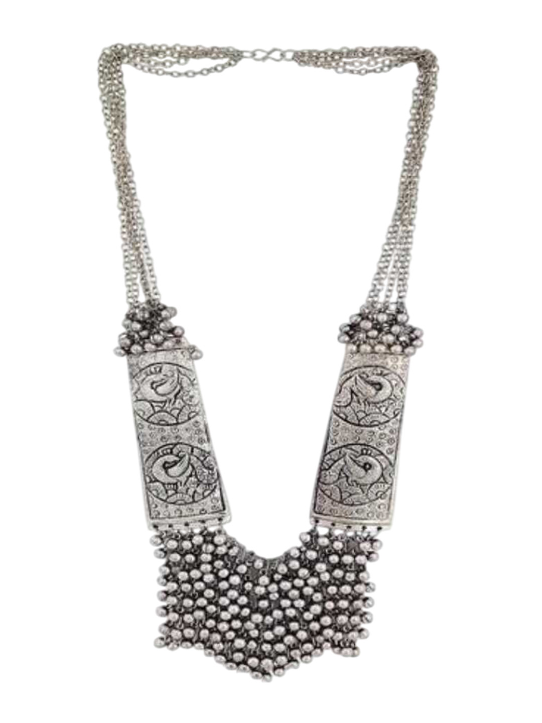 

JMBW INTERNATIONAL Oxidised Silver Artificial Beads Beaded Necklace
