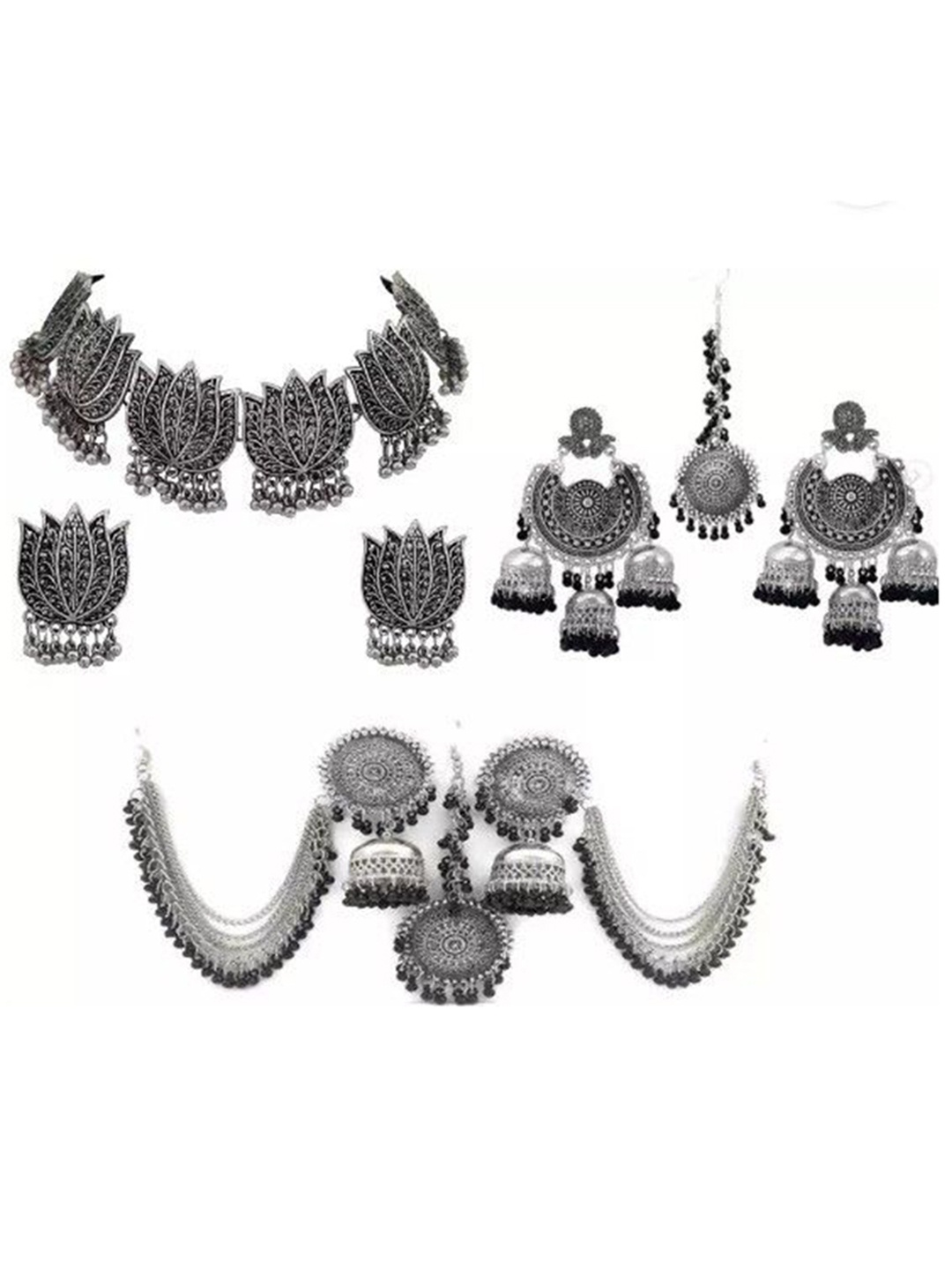 

JMBW INTERNATIONAL Silver-Oxidized Jewellery Set
