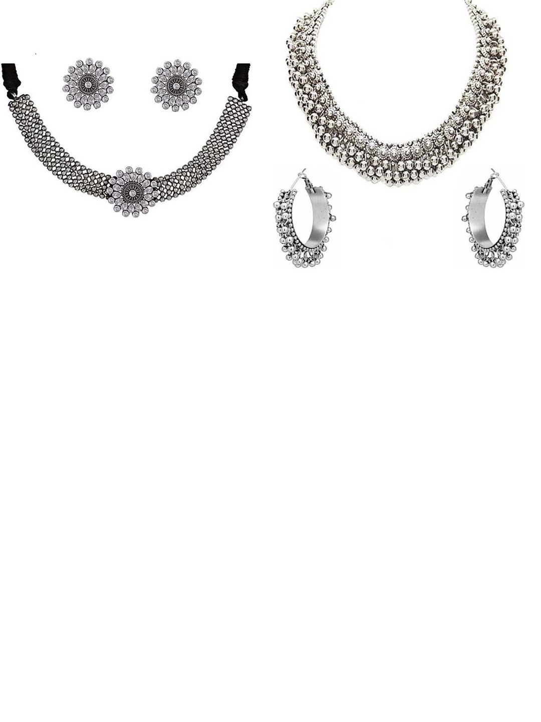 

JMBW INTERNATIONAL Set Of 2 Stone-Studded Jewellery Set, Silver