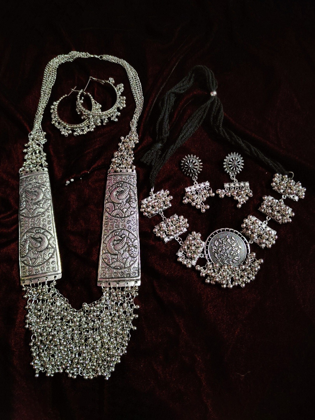 

JMBW INTERNATIONAL Silver-Plated Beaded Jewellery Set