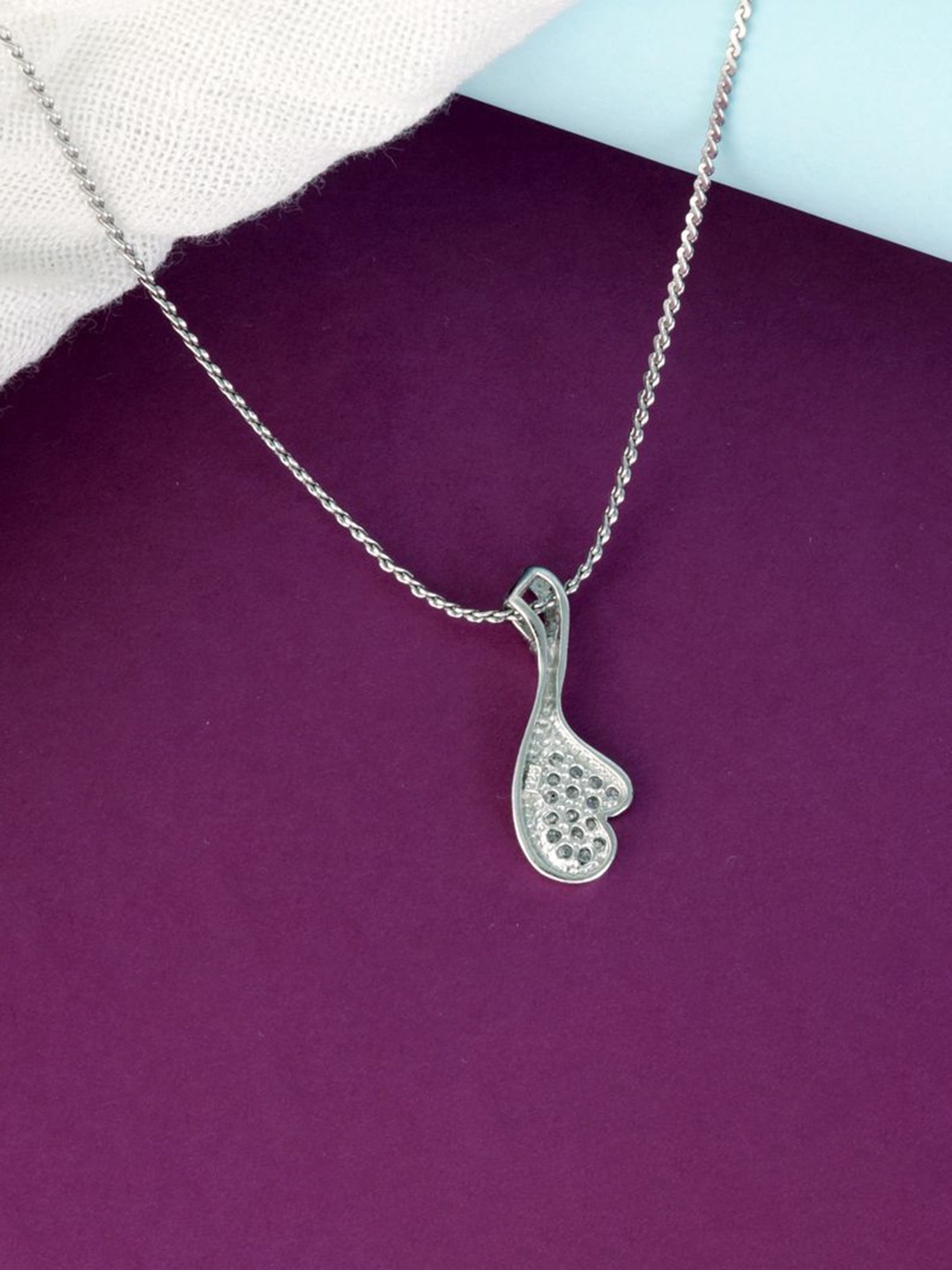 

Tuanz Silver Jewelry Unisex 925 Sterling Silver Rhodium-Plated CZ- Stone Studded Pendant