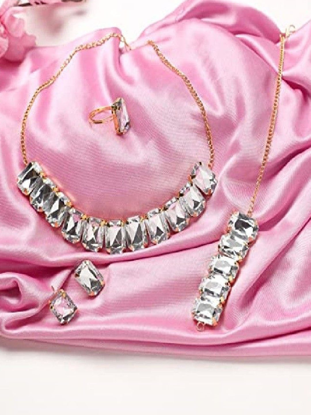 

JMBW INTERNATIONAL Crystals Studded Jewellery Set, White