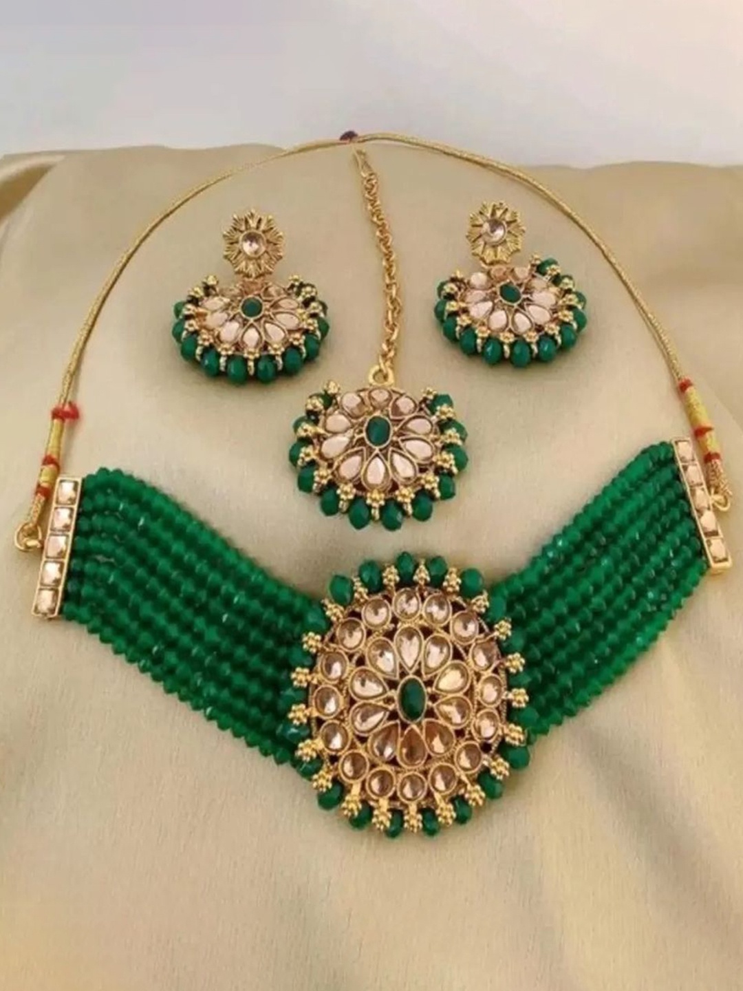 

JMBW INTERNATIONAL Artificial Beads Beaded Jewellery Set, Gold