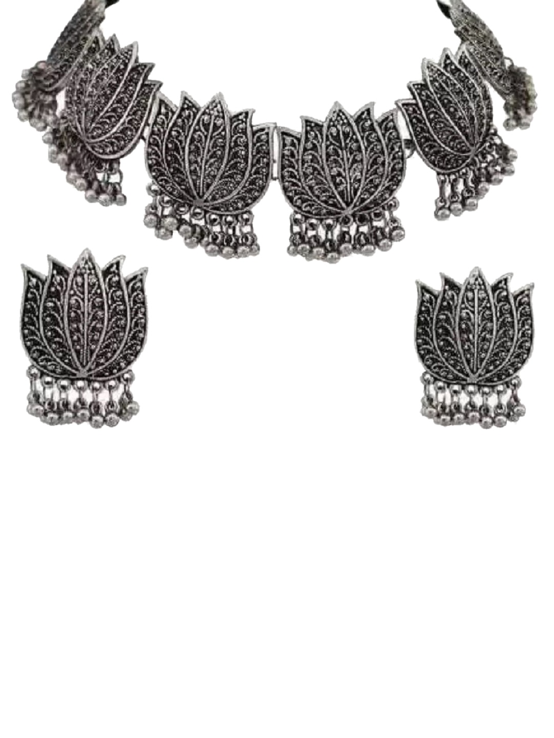 

JMBW INTERNATIONAL Beaded Jewellery Set, Silver