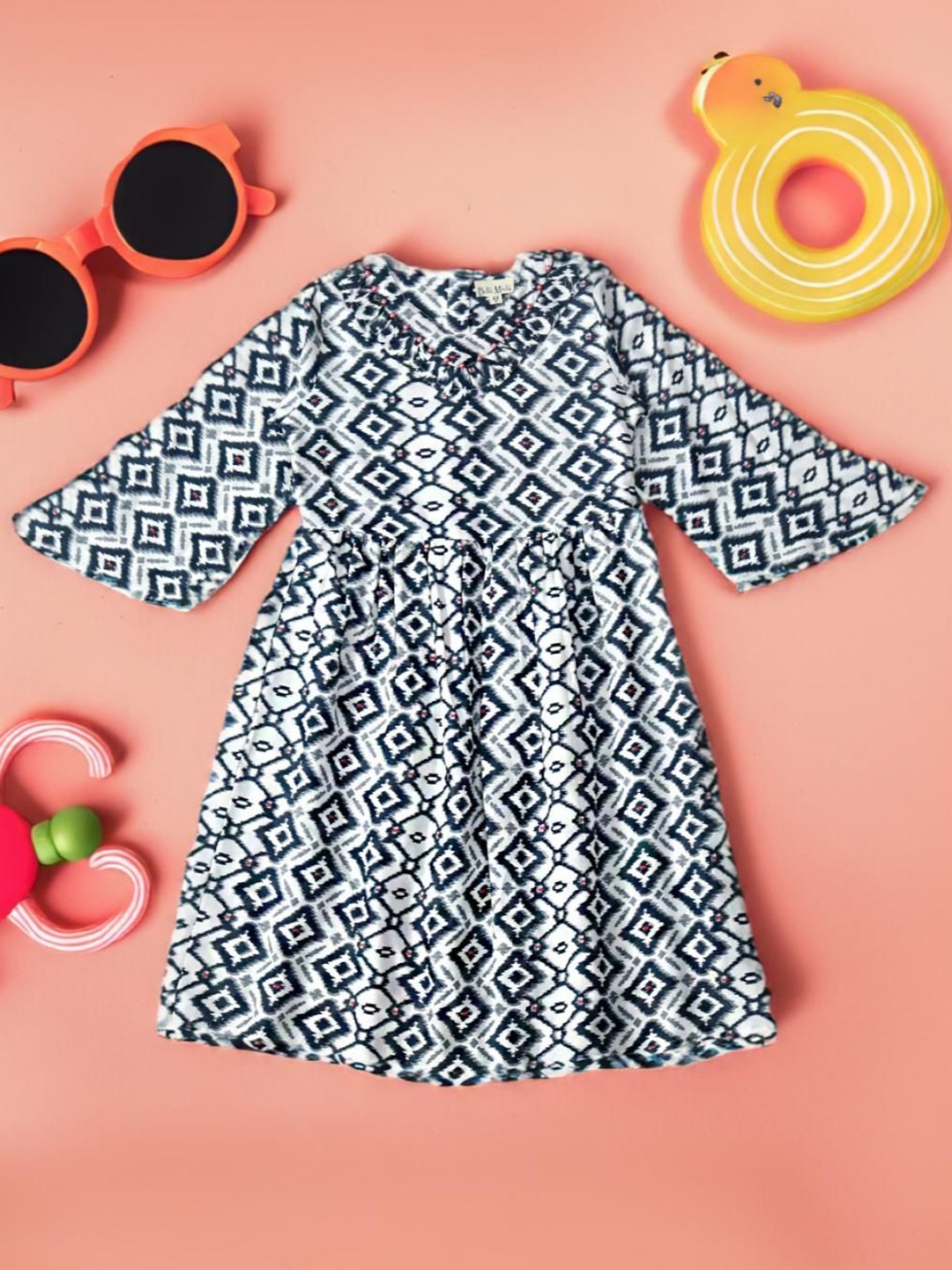 

Bella Moda Girls Printed Fit & Flare Dress, White
