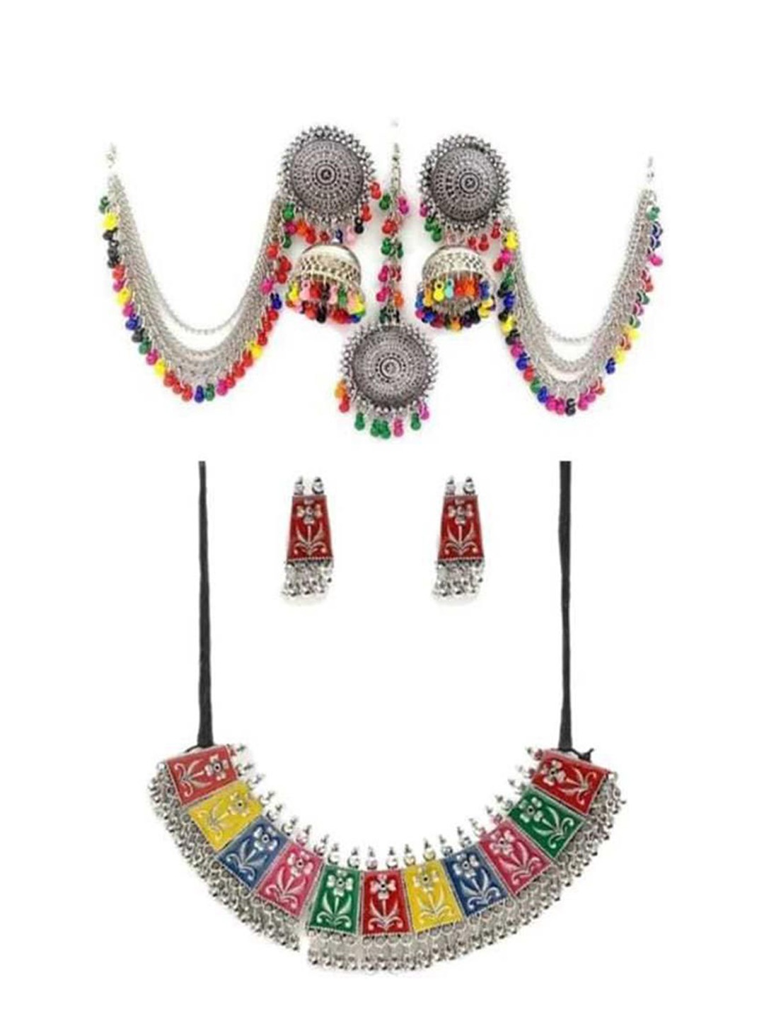 

JMBW INTERNATIONAL Beaded Jewellery Set, Silver