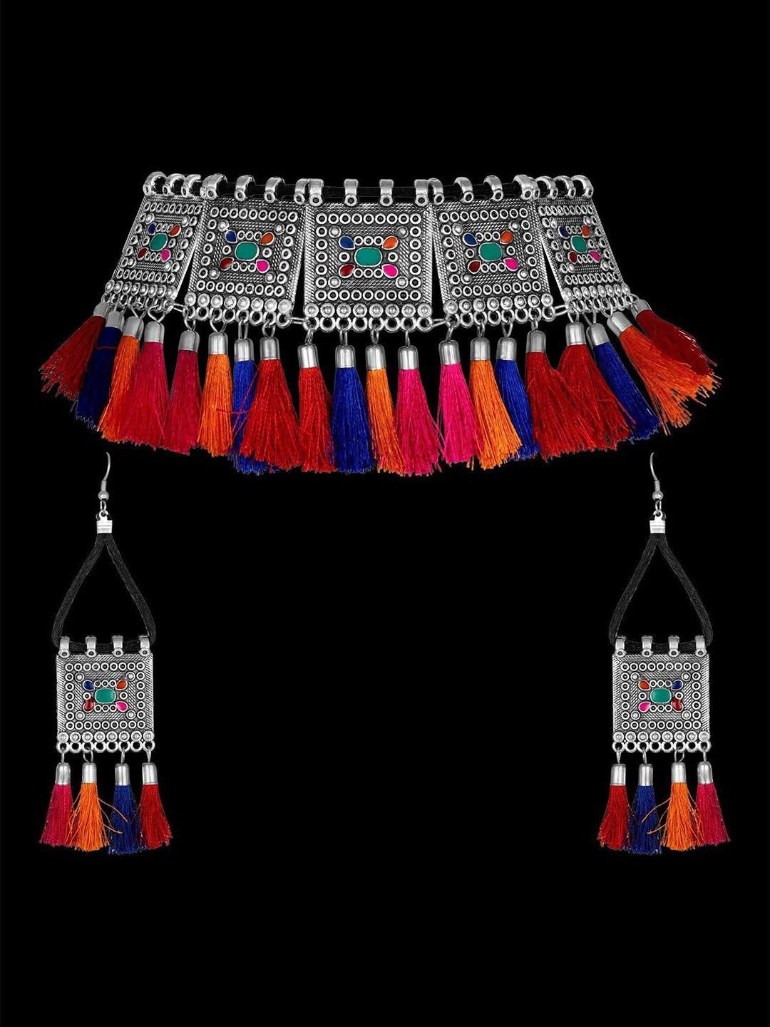 

JMBW INTERNATIONAL Beaded Jewellery Set, Silver