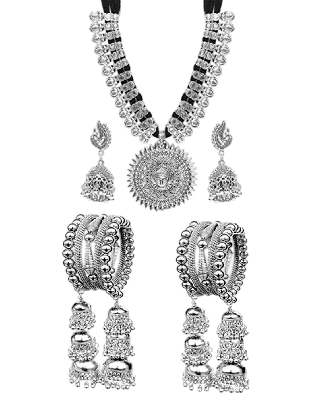 

JMBW INTERNATIONAL Silver-Plated Beaded Jewellery Set